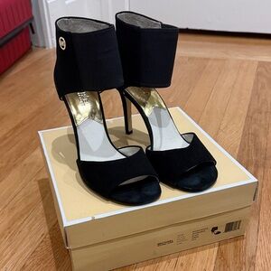 Michael Kors Black and Gold Women's Sivian Bootie Suede Heels - 10